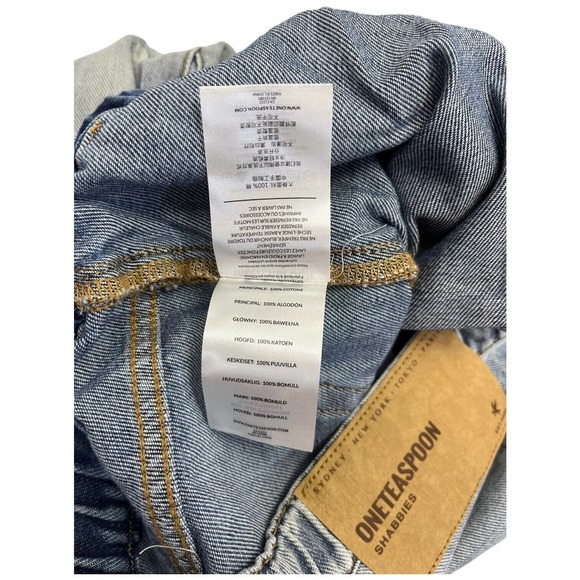 New One Teaspoon Shabbies Drawstring Boyfriend Destroyed Cuffed Montana Blue XS - Picture 14 of 16